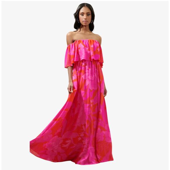 Amalli Talli Strapless Floral Flowy Maxi Dress Women's Size S Tall - Picture 1 of 6